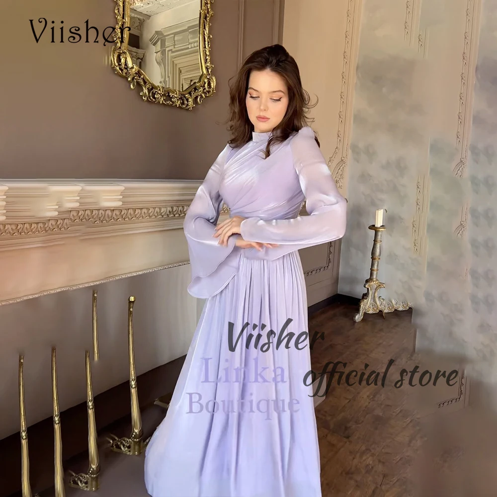 Lilac Organza Evening Dresses Long Sleeve High Neck Prom Dress Floor Length Elegant Formal Occasion Gown for Women
Lilac Organza Evening Dresses Long Sleeve High Neck Prom Dress Floor Length Elegant Formal Occasion Gown for Women
