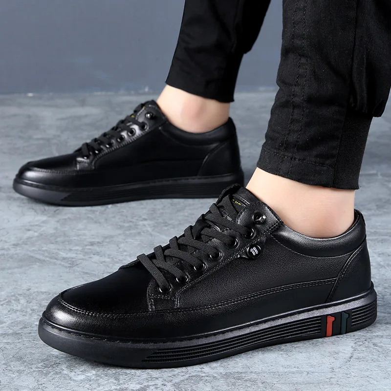 Shoes for Men Genuine Leather Casual Shoes Spring Autumn Cool Black Flat Skateboard Shoes Youth Fashion Slip-on Sneakers
Shoes for Men Genuine Leather Casual Shoes Spring Autumn Cool Black Flat Skateboard Shoes Youth Fashion Slip-on Sneakers