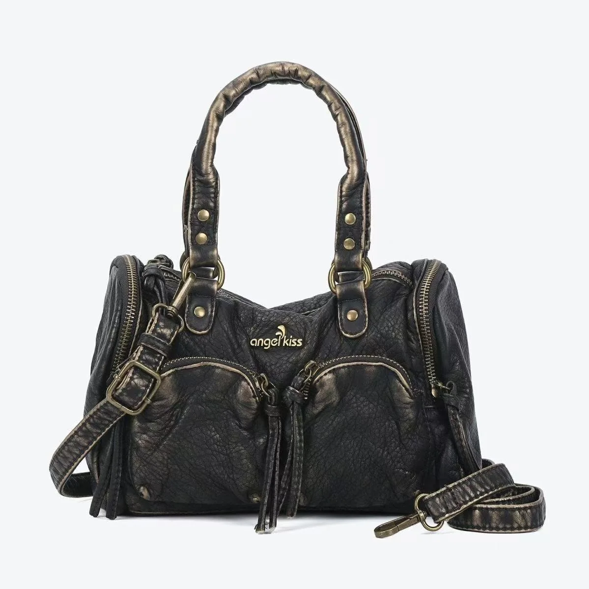 Angel Kiss Retro Washed Leather Shoulder Bag, Multi-Pocket Crossbody Purse with Tassel Detail, Y2K Vintage Casual Daily Handbag
Angel Kiss Retro Washed Leather Shoulder Bag, Multi-Pocket Crossbody Purse with Tassel Detail, Y2K Vintage Casual Daily Handbag