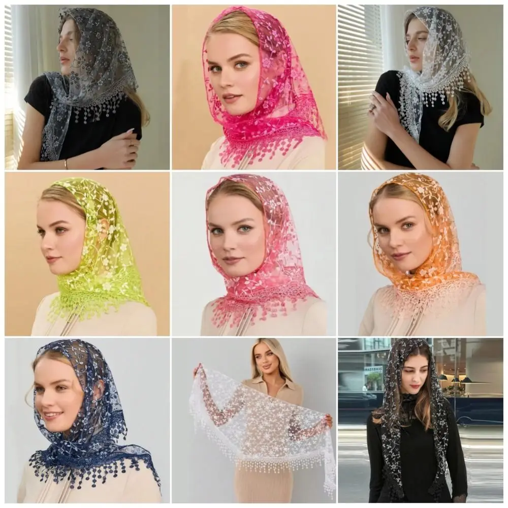 Breathable Floral Lace Shawls Elegant Lace Flower Embroidered Lace Triangle Scarf Thin Tassel Tassels Lace Head Scarf
Breathable Floral Lace Shawls Elegant Lace Flower Embroidered Lace Triangle Scarf Thin Tassel Tassels Lace Head Scarf