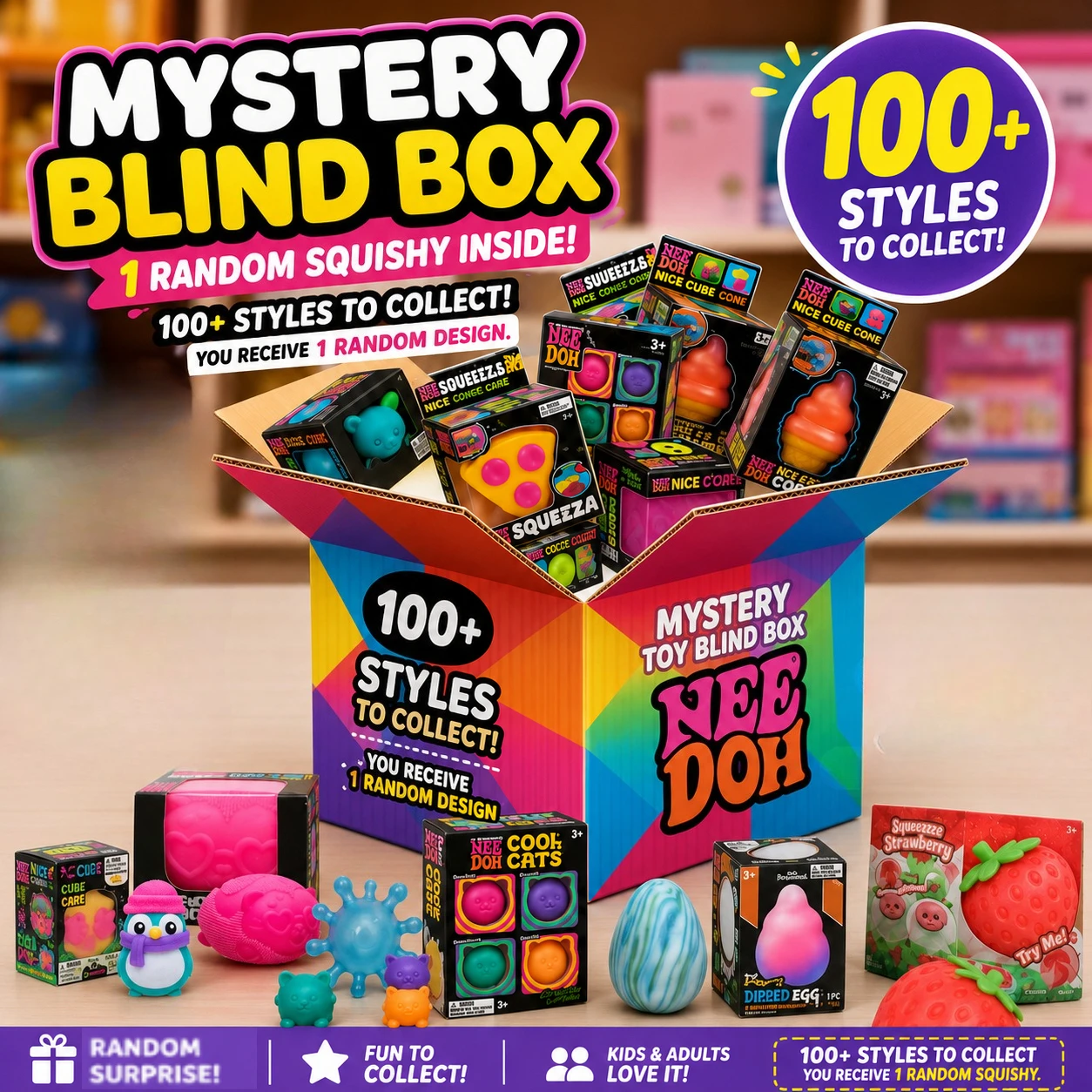 1PC Random Squishy Mystery Blind Box 100+ Styles Stress Relief Fidget Sensory Toy Party Favors for Kids Adults
1PC Random Squishy Mystery Blind Box 100+ Styles Stress Relief Fidget Sensory Toy Party Favors for Kids Adults