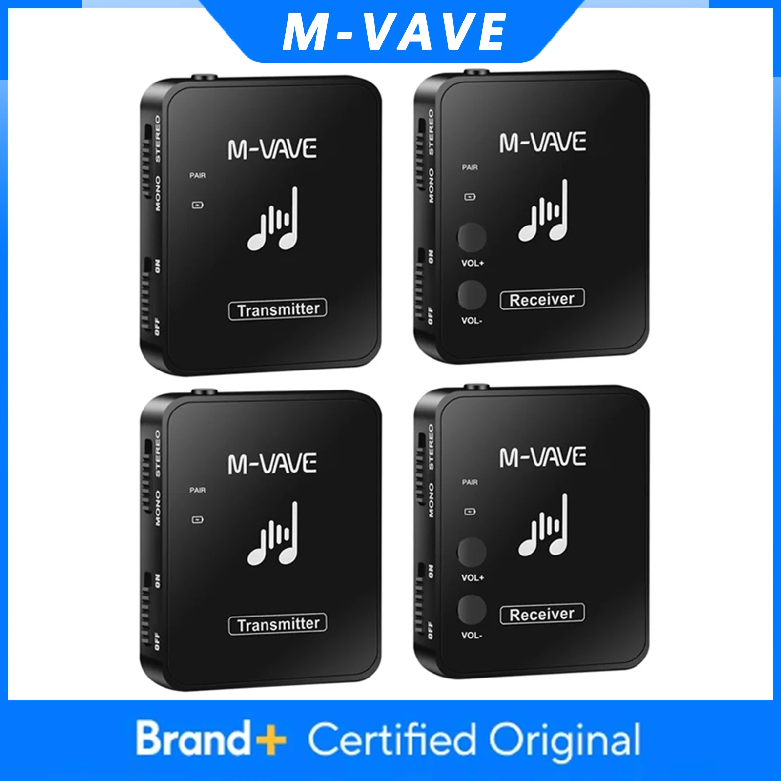 2Sets M-VAVE 2.4GHz Wireless Earphone Monitor Transmission System Support Mono good resolution Rechargeable Transmitter Receiver