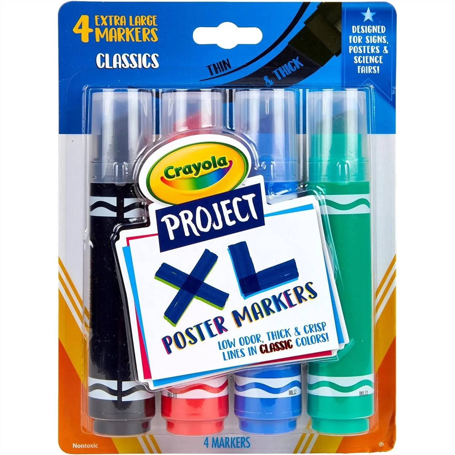XL Poster Markers 4 Pack Assorted Classic Colors Chisel Tip Washable School Supplies
XL Poster Markers 4 Pack Assorted Classic Colors Chisel Tip Washable School Supplies