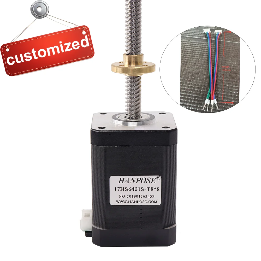 60PCS customized stepper motor nema17 60mm 1.7A 70N.cm 42 motor T8 lead screw motor 4-lead 17HS6401S-T8 x 2-180mm for 3D Printer
60PCS customized stepper motor nema17 60mm 1.7A 70N.cm 42 motor T8 lead screw motor 4-lead 17HS6401S-T8 x 2-180mm for 3D Printer