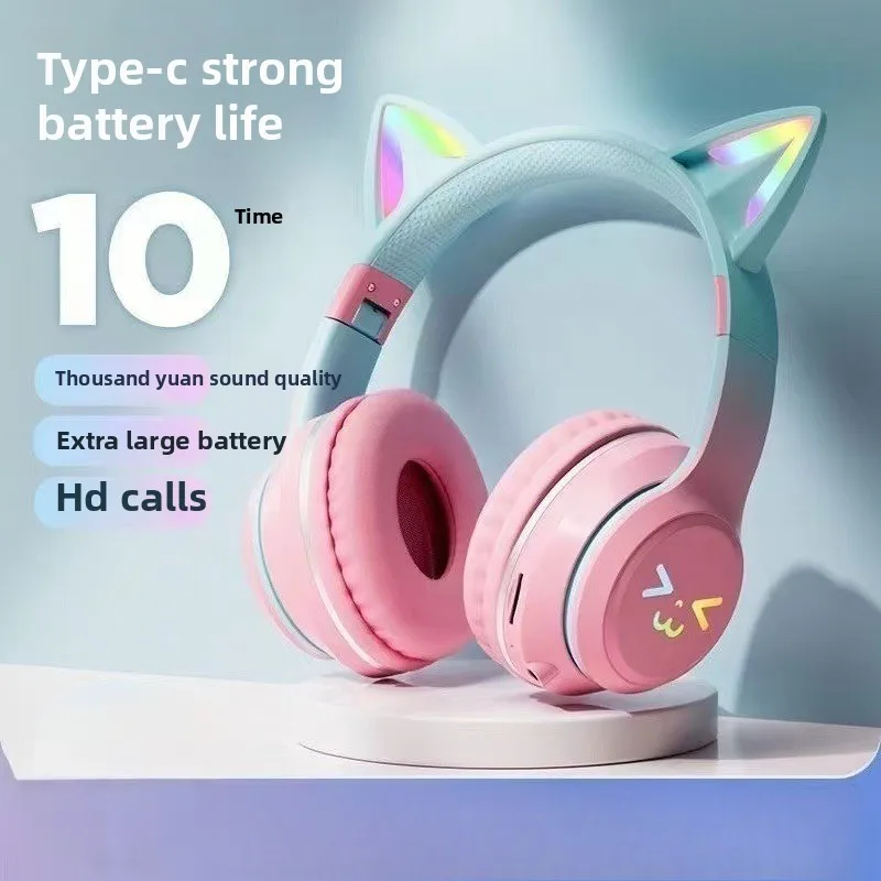 Hot selling cat ear luminous headphones BT618 head mounted gradient color e-sports anchor music wireless mobile phone headset
Hot selling cat ear luminous headphones BT618 head mounted gradient color e-sports anchor music wireless mobile phone headset