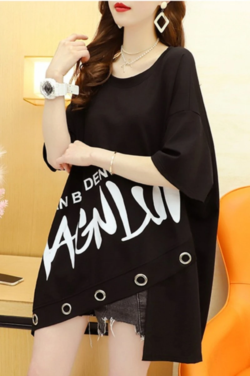 European and American Summer New Cotton Loose Casual Short Sleeved Korean Fashion Versatile Round Neck Mid Length T-shirt
European and American Summer New Cotton Loose Casual Short Sleeved Korean Fashion Versatile Round Neck Mid Length T-shirt
