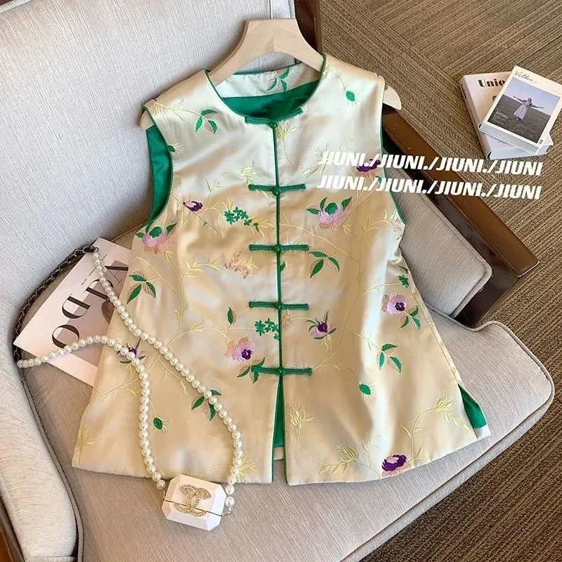 New Chinese Style Embroidery Round Neck Sleeveless Vest Women's Summer Spring Vest Coat 2025 New Temperament Waistcoat Vest Top
New Chinese Style Embroidery Round Neck Sleeveless Vest Women's Summer Spring Vest Coat 2025 New Temperament Waistcoat Vest Top