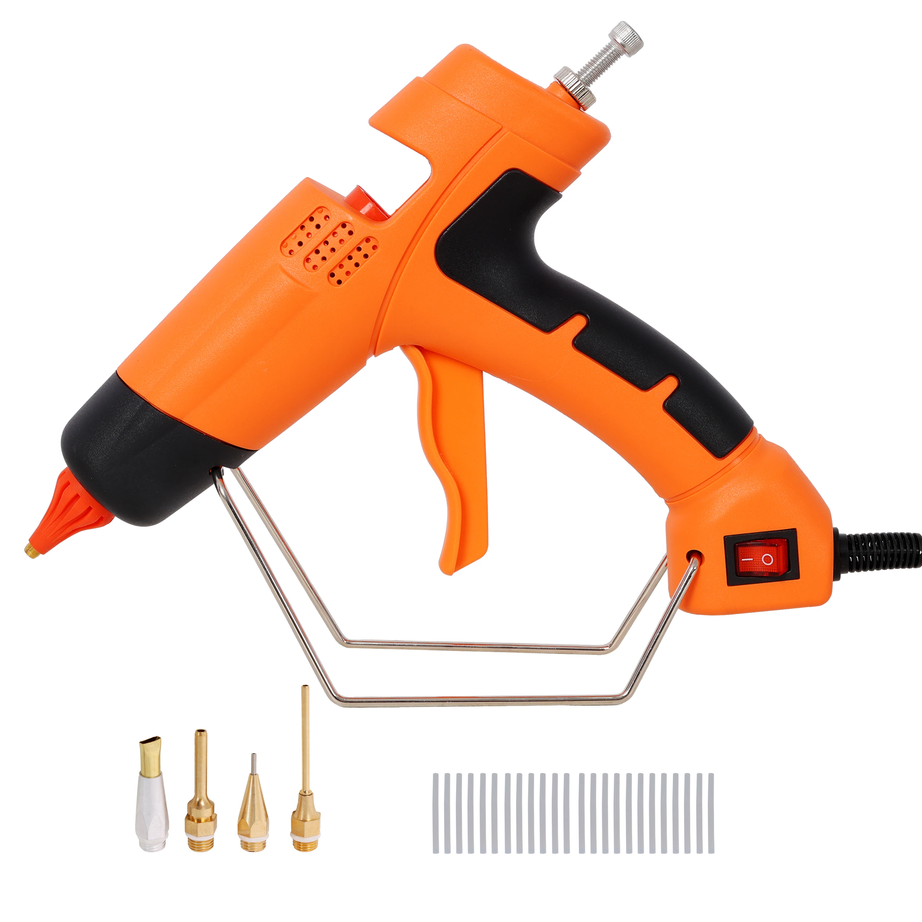 150W Hot Glue Gun, Professional Glue Gun with 4 Replacement Nozzles, DIY Craft Repair Thermo Tool with 24Pcs Highly Viscous Glue Sticks
150W Hot Glue Gun, Professional Glue Gun with 4 Replacement Nozzles, DIY Craft Repair Thermo Tool with 24Pcs Highly Viscous Glue Sticks