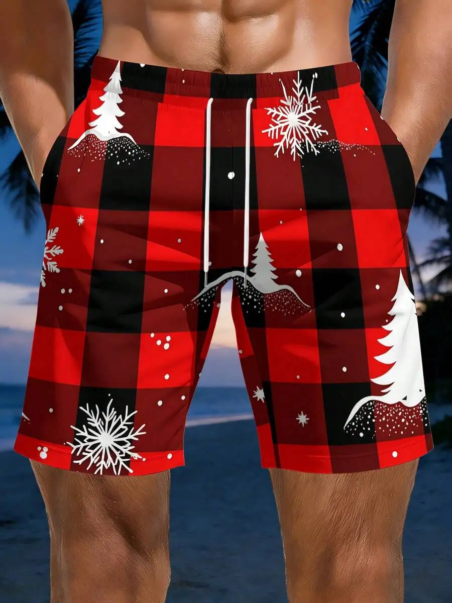 Mens Buffalo Plaid Christmas Print Beach Shorts Holiday Festive Swim Trunks
Mens Buffalo Plaid Christmas Print Beach Shorts Holiday Festive Swim Trunks