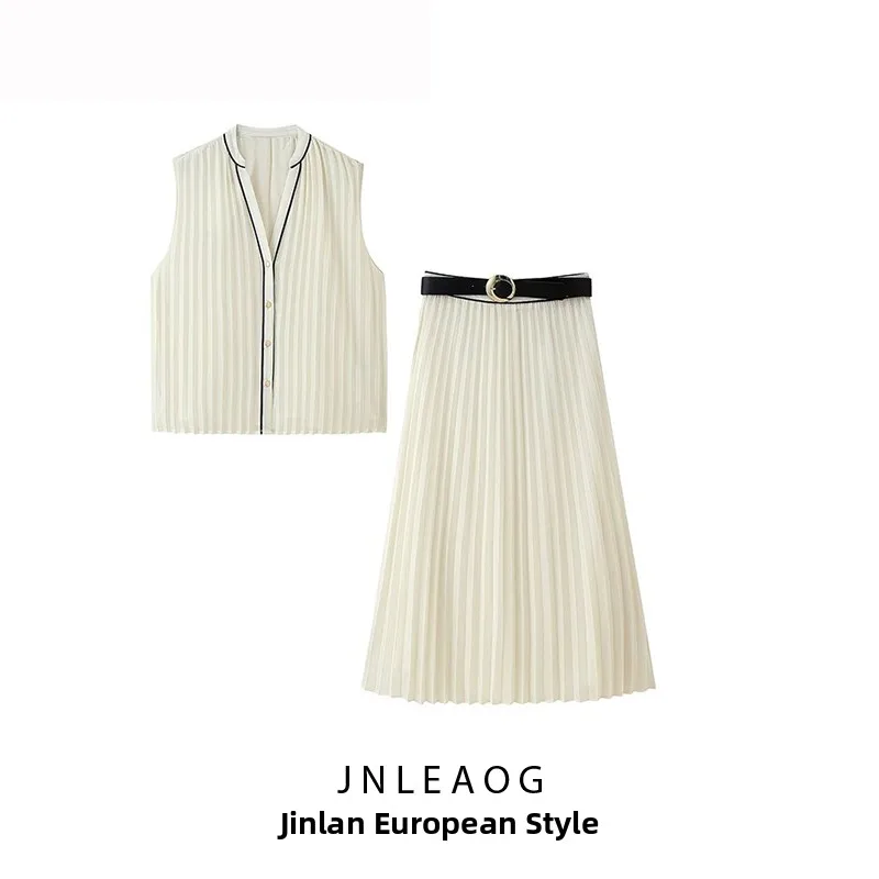 Весенний новый комплект JNLEAOG: модная женская юбка миди с цветными блоками, плиссированный топ с коротким рукавом и V-образным вырезом, длинные брюки
Весенний новый комплект JNLEAOG: модная женская юбка миди с цветными блоками, плиссированный топ с коротким рукавом и V-образным вырезом, длинные брюки
