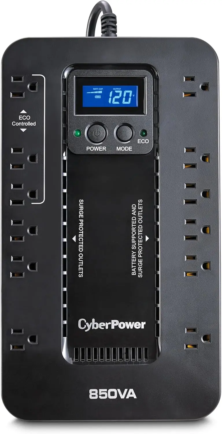 EC850LCD Ecologic UPS Battery Backup and Surge Protector, 850VA/510W, 12 Outlets, ECO Mode, Compact, UL Certified
EC850LCD Ecologic UPS Battery Backup and Surge Protector, 850VA/510W, 12 Outlets, ECO Mode, Compact, UL Certified