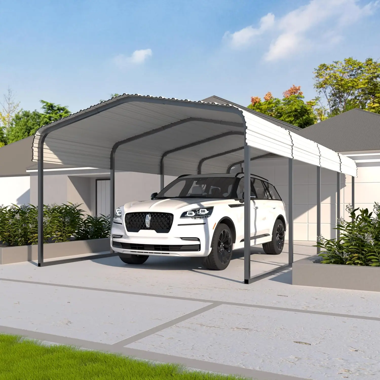 12x20 FT Outdoor Carport with Metal Roof, Heavy Duty Metal Carport Canopy,Garage Car Shelter Shade for Car,Truck, Boat, Eggshell
12x20 FT Outdoor Carport with Metal Roof, Heavy Duty Metal Carport Canopy,Garage Car Shelter Shade for Car,Truck, Boat, Eggshell