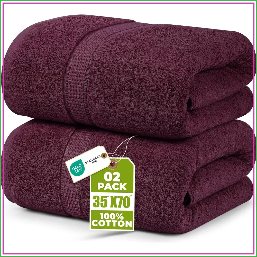 Jumbo Bath Sheet 2-Pack 35x70in 600GSM Ring Spun Cotton Super Soft Absorbent Quick Dry Burgundy
Jumbo Bath Sheet 2-Pack 35x70in 600GSM Ring Spun Cotton Super Soft Absorbent Quick Dry Burgundy