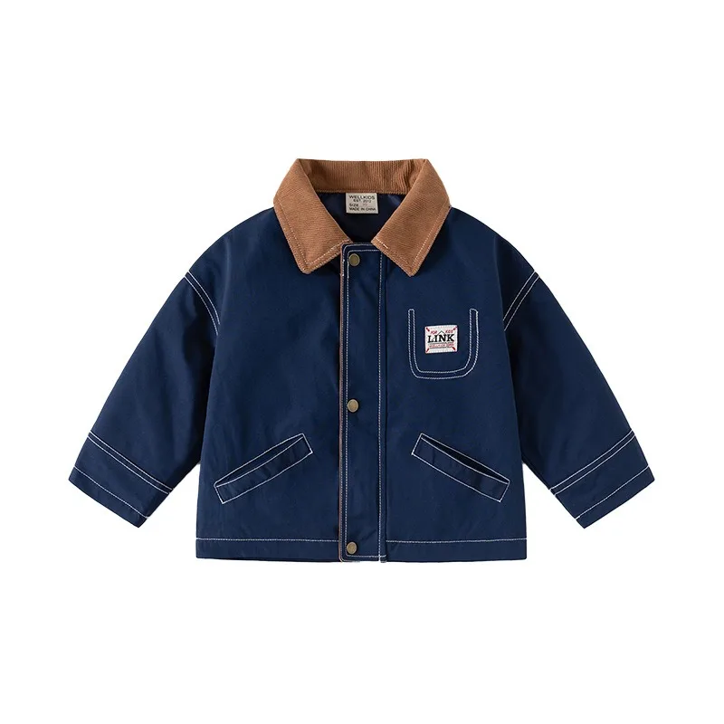 HoneyCherry Spring Solid-color Long-sleeved Blue Outerwear for Boys Fashionable Turned-collar Jacket
HoneyCherry Spring Solid-color Long-sleeved Blue Outerwear for Boys Fashionable Turned-collar Jacket