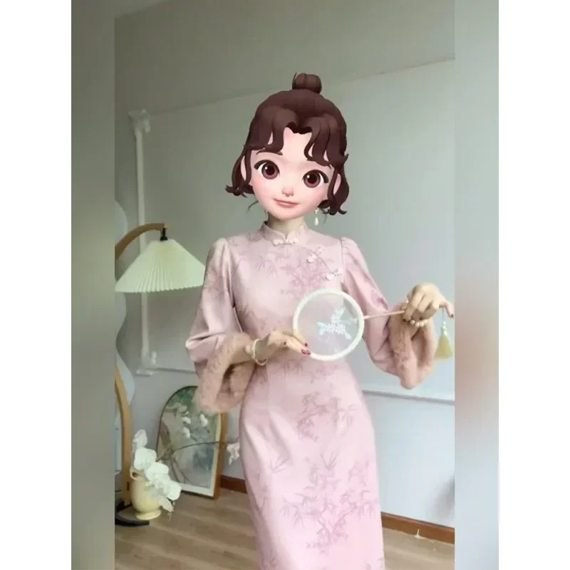 Осень-зима, розовое, белое, бамбуковое, теплое платье Cheongsam в китайском стиле, женское элегантное праздничное платье размера плюс 2xl 3xl 4xl
Осень-зима, розовое, белое, бамбуковое, теплое платье Cheongsam в китайском стиле, женское элегантное праздничное платье размера плюс 2xl 3xl 4xl