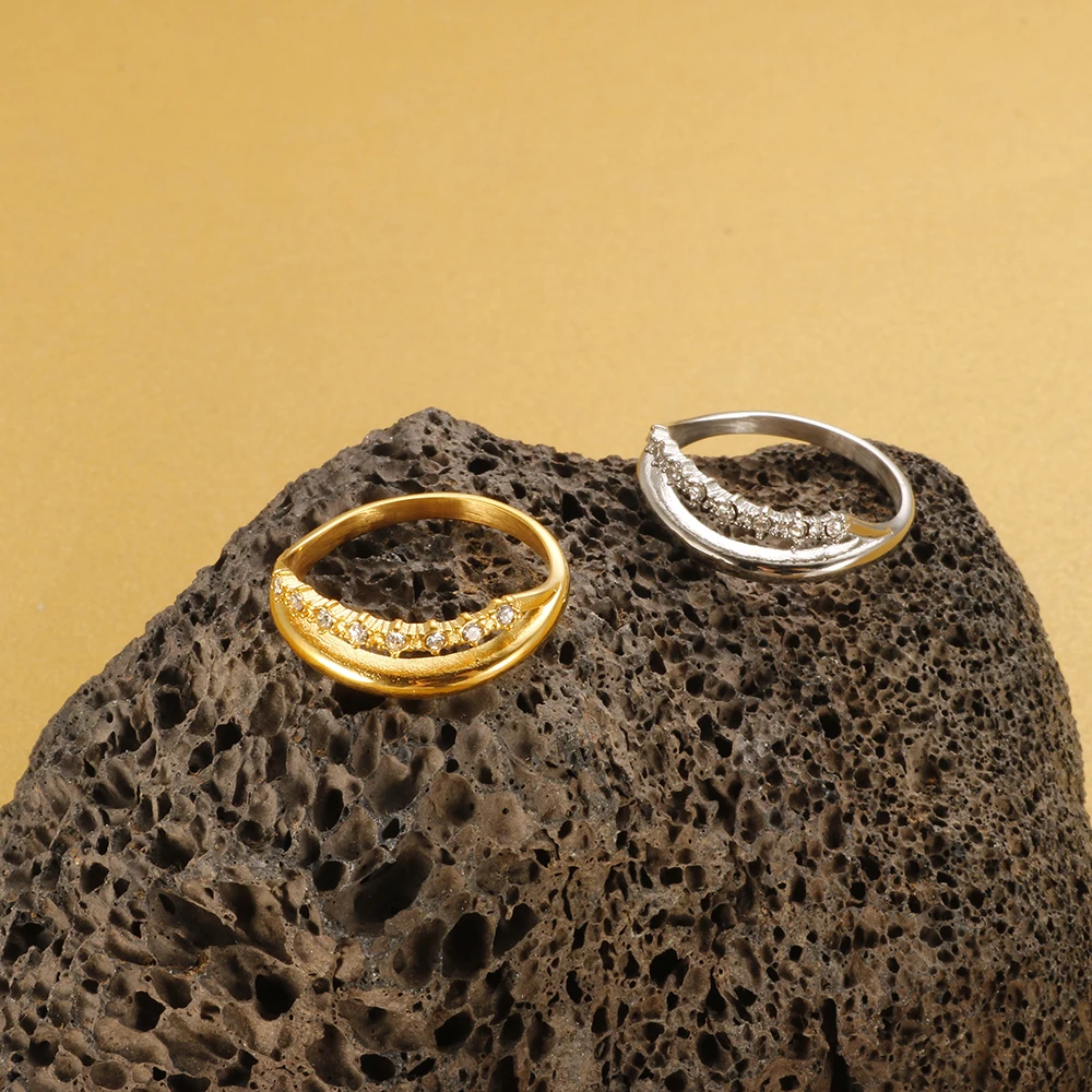 Trendy Stainless Steel Double Layer Wave Shaped Zircon Ring For Women Girl Waterproof Wedding Ring Jewelry Gift
Trendy Stainless Steel Double Layer Wave Shaped Zircon Ring For Women Girl Waterproof Wedding Ring Jewelry Gift