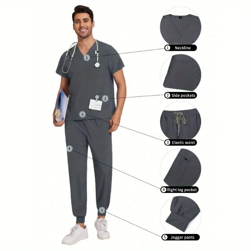 2Pcs Set New Lightweight Anti-wrinkle Uniform Woman Men Nurse Scrub Set Soft Breathable Jogger Nursing Clinical Workwear
2Pcs Set New Lightweight Anti-wrinkle Uniform Woman Men Nurse Scrub Set Soft Breathable Jogger Nursing Clinical Workwear
