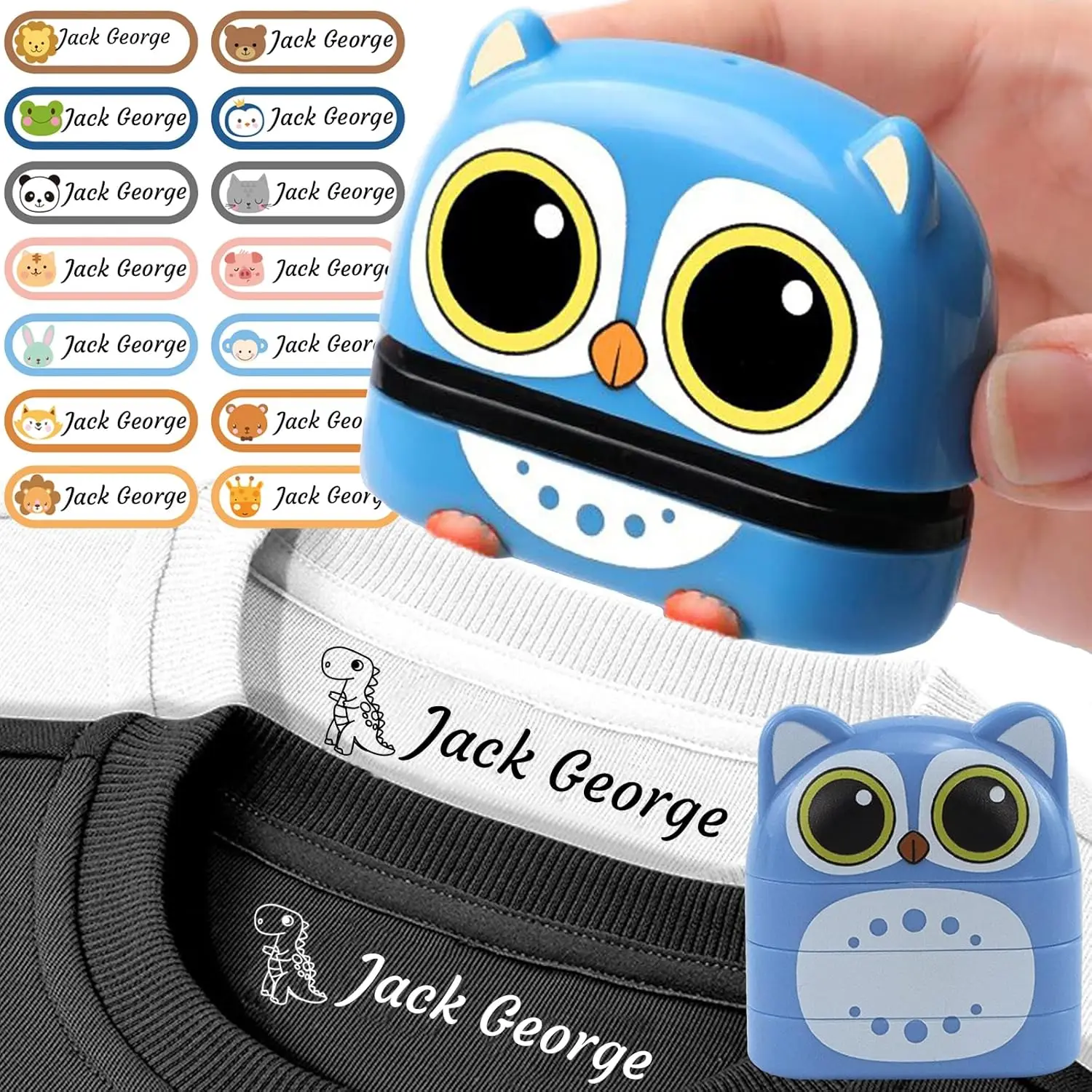 Custom Kids Name Stamp for Clothing, Waterproof, Double Sided, White + Black Ink
Custom Kids Name Stamp for Clothing, Waterproof, Double Sided, White + Black Ink