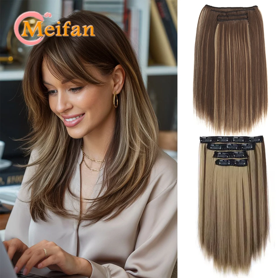 4PCS/Set Long Straight Hairpiece Clip in Hair Extensions Synthetic Blonde Highlights Hairpiece Straight Hair For Women Daily
4PCS/Set Long Straight Hairpiece Clip in Hair Extensions Synthetic Blonde Highlights Hairpiece Straight Hair For Women Daily