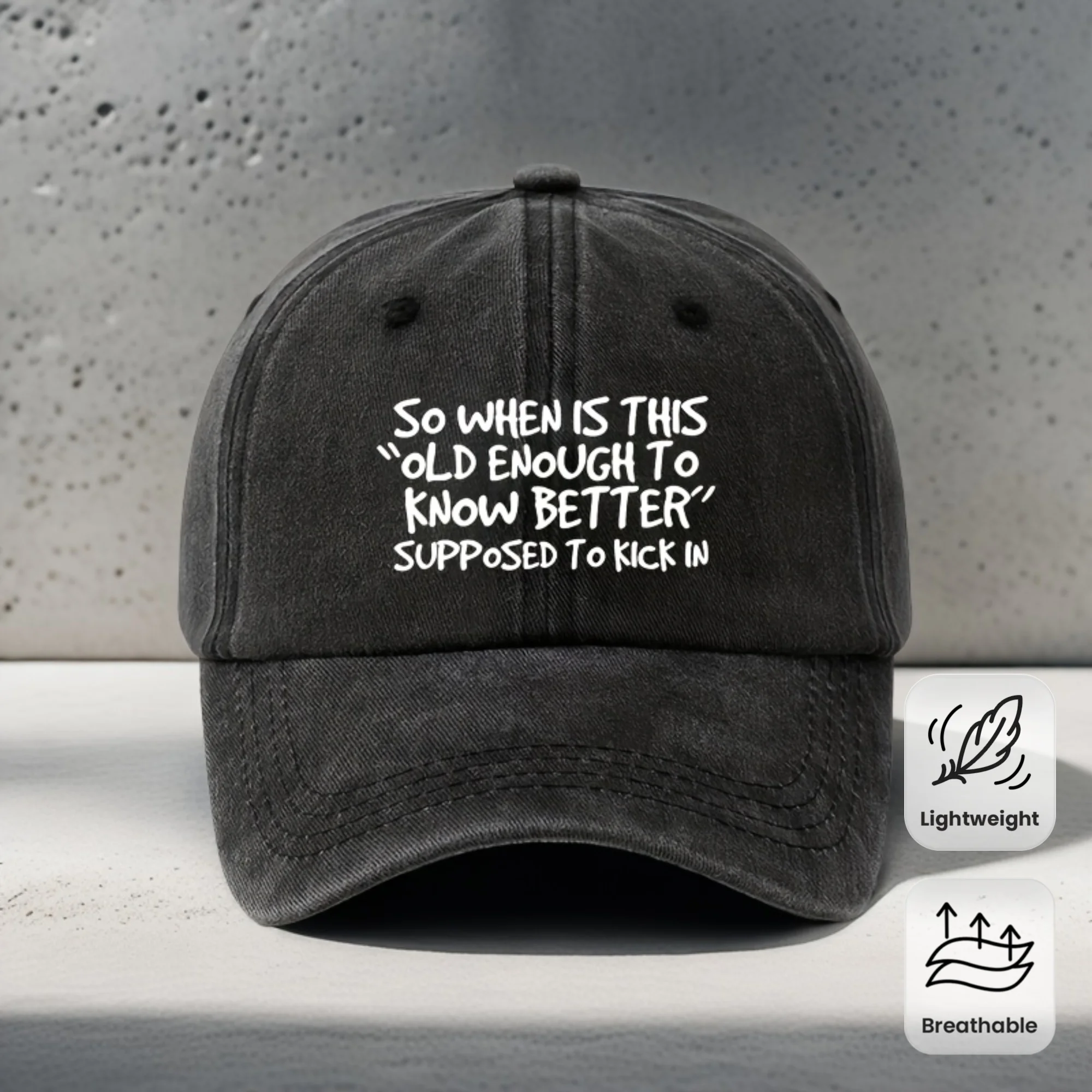 Woven Fabric.Old Enough to Know Better" Funny Graphic Print Baseball Cap, Lightweight Breathable Grandpa/Dad Hat | Outdoor Trave
Woven Fabric.Old Enough to Know Better" Funny Graphic Print Baseball Cap, Lightweight Breathable Grandpa/Dad Hat | Outdoor Trave