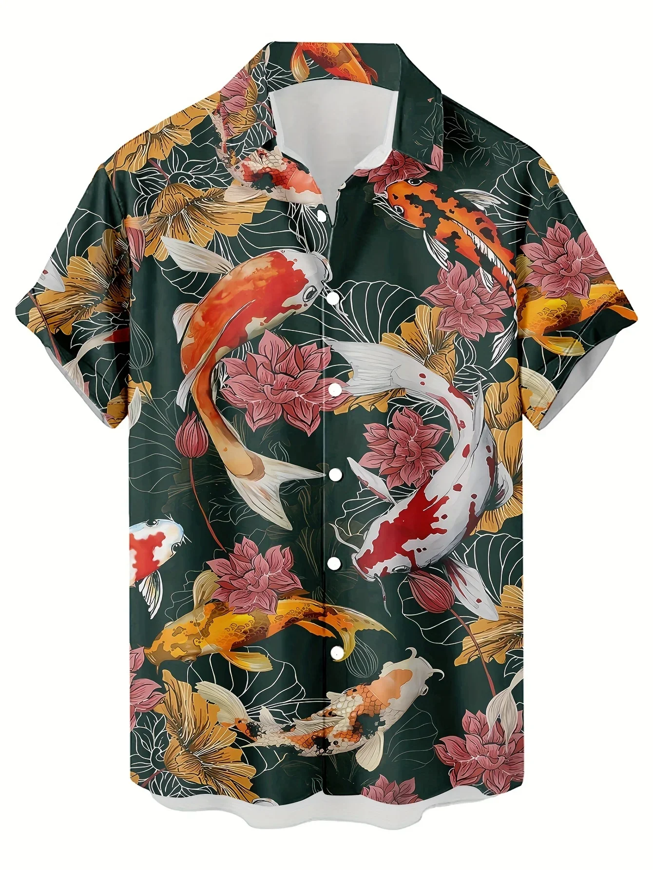 Holiday Daily Casual Shirt Multi Style Men Dark Green Oriental Koi Carp Lotus Water Lily All Over Print Short Sleeve Top
Holiday Daily Casual Shirt Multi Style Men Dark Green Oriental Koi Carp Lotus Water Lily All Over Print Short Sleeve Top