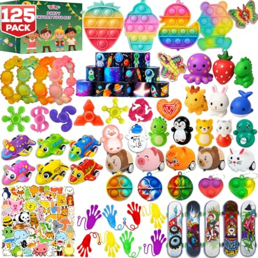 125 Pcs Party Favors Fidget Toys Pack, Randomly Selected Pop Sensory Set 65 Stickers Gifts for Adults Boy Girl Stocking Stuffer
125 Pcs Party Favors Fidget Toys Pack, Randomly Selected Pop Sensory Set 65 Stickers Gifts for Adults Boy Girl Stocking Stuffer