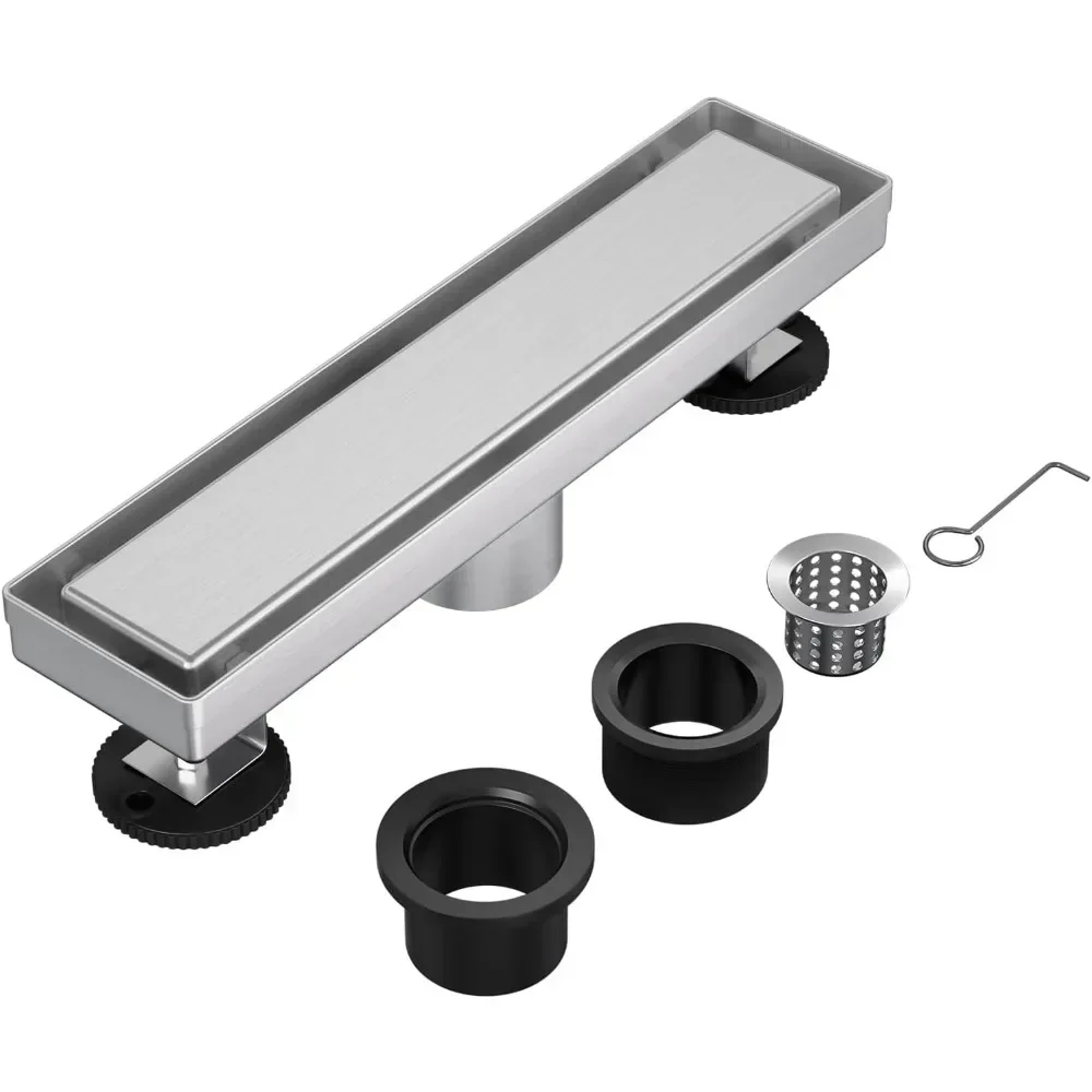 12 Inch Linear Shower Drain with Tile Insert Reversible Flat Cover Rectangle Floor Stainless Steel Hair Strainer
12 Inch Linear Shower Drain with Tile Insert Reversible Flat Cover Rectangle Floor Stainless Steel Hair Strainer