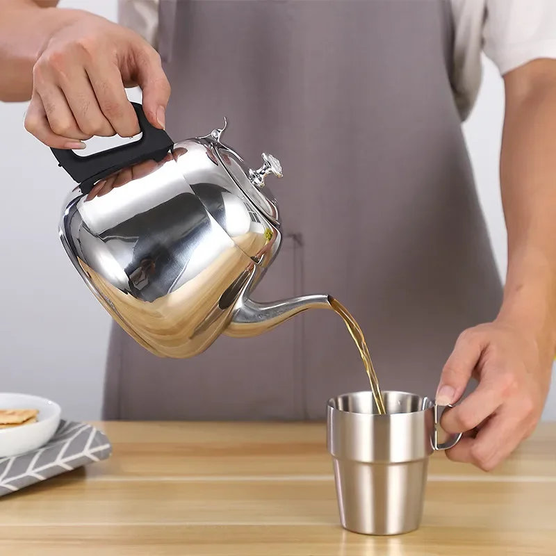 Big Silver Stainless Steel Infuser Teapot Metal Coffee Pot Gas Stove Induction Cooker Filter Kettle Hotel Large Capacity Tea Pot
Big Silver Stainless Steel Infuser Teapot Metal Coffee Pot Gas Stove Induction Cooker Filter Kettle Hotel Large Capacity Tea Pot