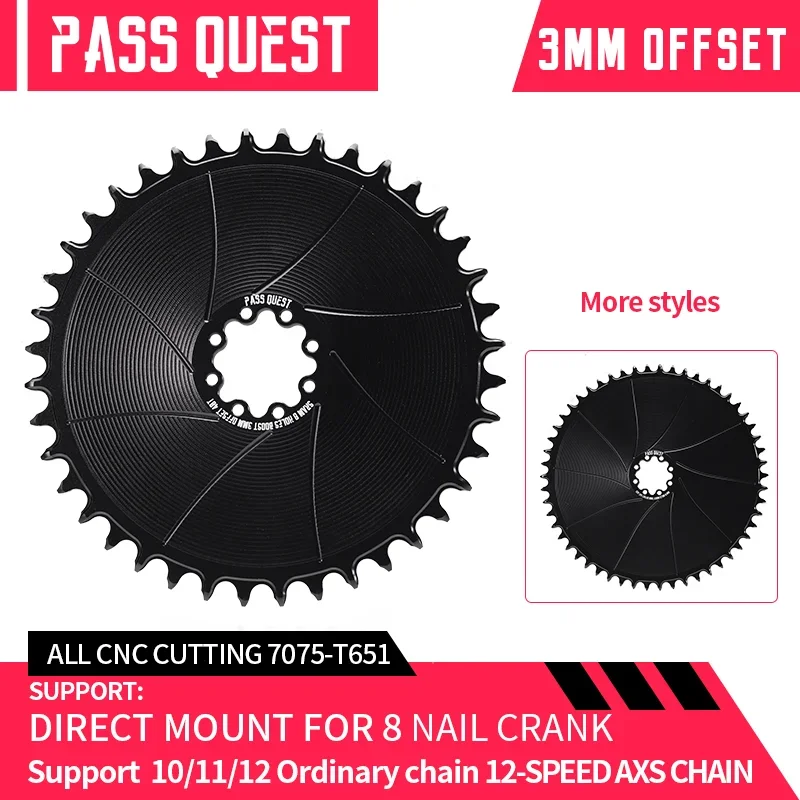 PASS QUEST-8 Stud AERO Round Narrow Wide Crankset, 3mm Offest for FORCE Direct Mount Crank, Gravel Bike AXS, 12 Speed Chain 38-5
PASS QUEST-8 Stud AERO Round Narrow Wide Crankset, 3mm Offest for FORCE Direct Mount Crank, Gravel Bike AXS, 12 Speed Chain 38-5
