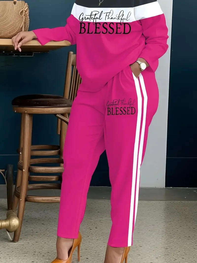 Женский повседневный костюм больших размеров, модный комплект из двух предметов в полоску с буквенным принтом и цветными блоками
Женский повседневный костюм больших размеров, модный комплект из двух предметов в полоску с буквенным принтом и цветными блоками