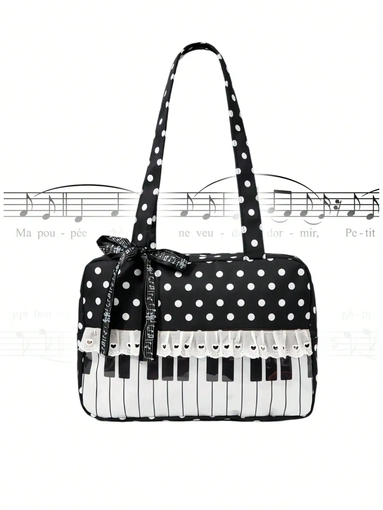 Anime 1pc Cute Sweet Bow Heart Lace Patchwork Polka Dot Pop Art Women Tote Bag, 2nd Gen Snack Quantity Music Note Music Festival Transparent Layer Badge Doll Display Shoulder Bag, Suitable For Shopping, Campus
Anime 1pc Cute Sweet Bow Heart Lace Patchwork Polka Dot Pop Art Women Tote Bag, 2nd Gen Snack Quantity Music Note Music Festival Transparent Layer Badge Doll Display Shoulder Bag, Suitable For Shopping, Campus