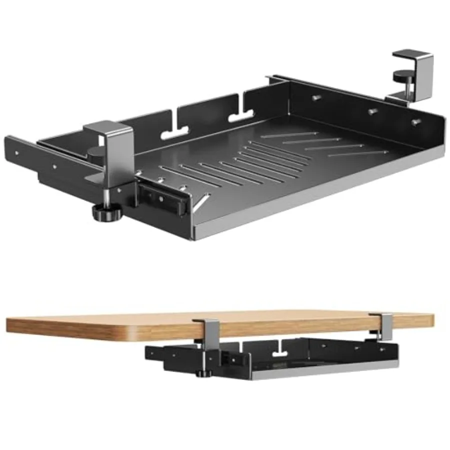 Sliding No Drill Under Desk Laptop Mount, Metal Under Desk Storage Shelf with Cable Management, Slide Out Laptop Storage Tray f
Sliding No Drill Under Desk Laptop Mount, Metal Under Desk Storage Shelf with Cable Management, Slide Out Laptop Storage Tray f