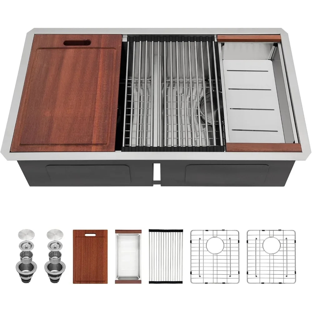 32 Кухонная мойка Undermount с двойной чашей - Кухонная мойка 32x19 дюймов, нержавеющая сталь, рабочая станция с поворотом 16 калибра, низкое разделение под
32 Кухонная мойка Undermount с двойной чашей - Кухонная мойка 32x19 дюймов, нержавеющая сталь, рабочая станция с поворотом 16 калибра, низкое разделение под