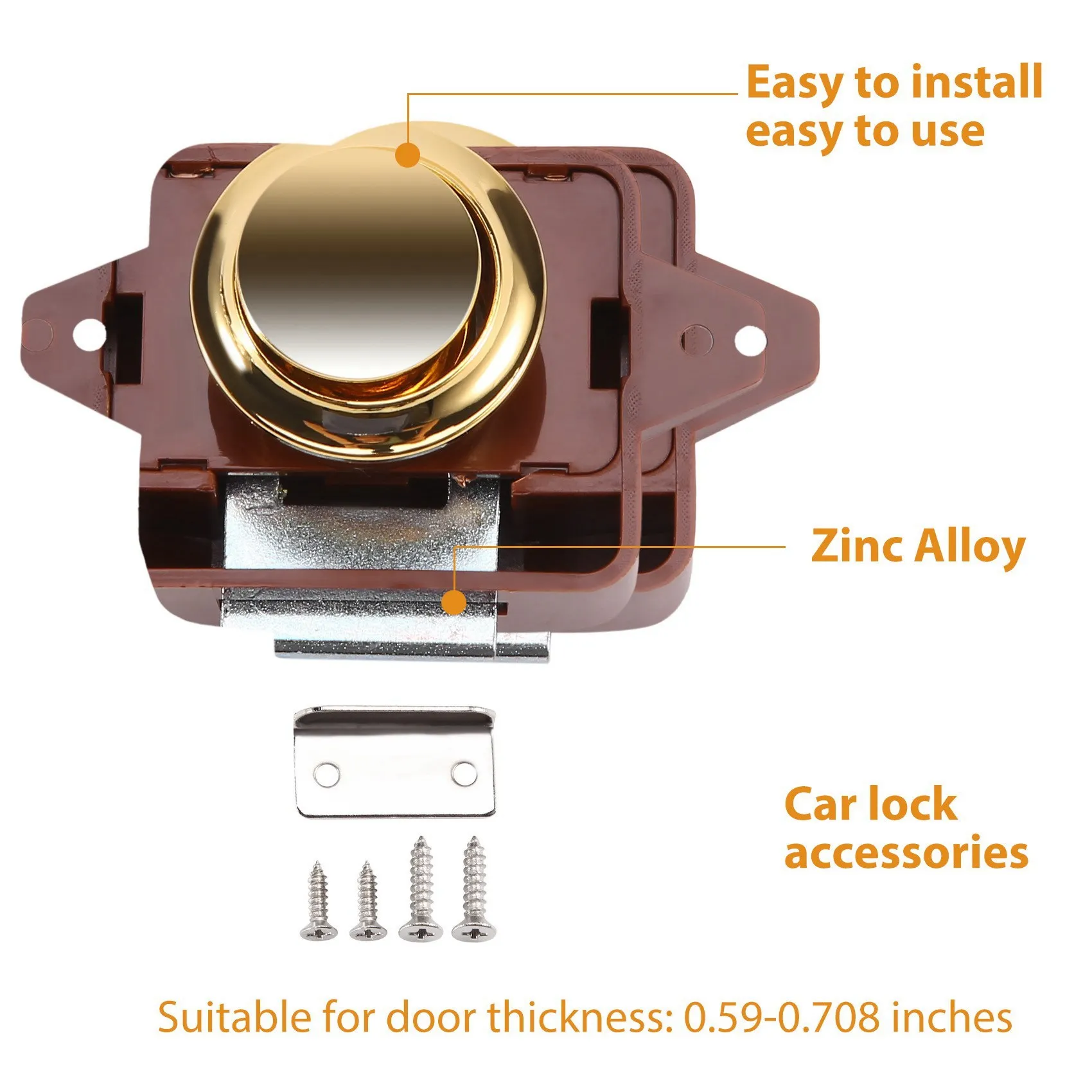 5Pcs Keyless Push Button Catch Door Knob Lock for RV Caravan Cabinet Boat Motor Home Cupboard, Brown Gold
5Pcs Keyless Push Button Catch Door Knob Lock for RV Caravan Cabinet Boat Motor Home Cupboard, Brown Gold