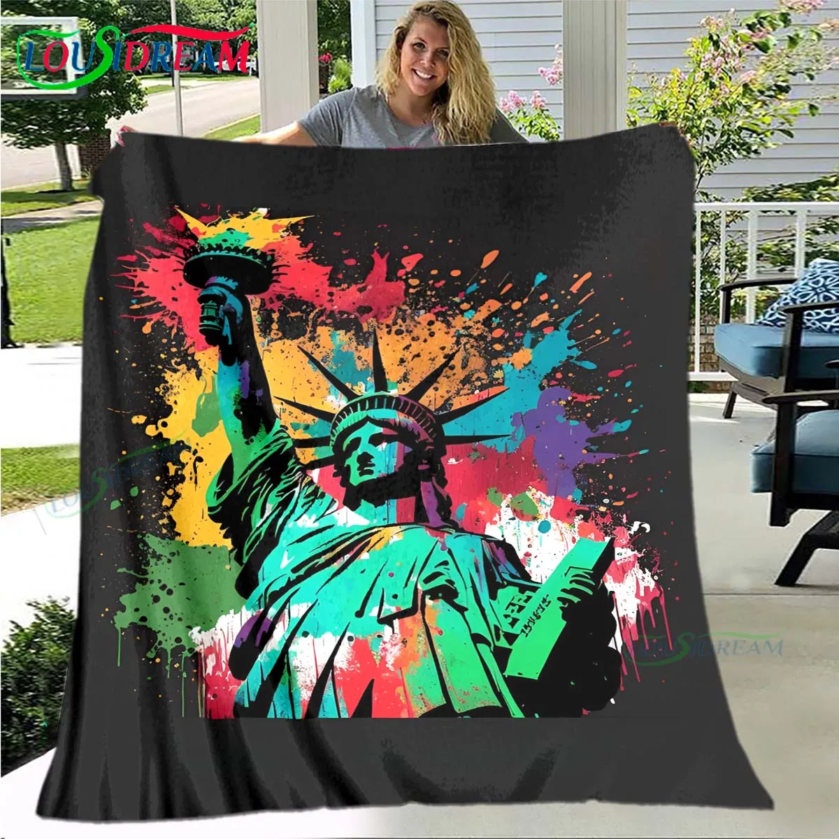 Fashion Statue of Liberty Pattern Blanket Flannel Thin Blanket Portable Home Travel Office Lunch Break Blanket Birthday Gift
Fashion Statue of Liberty Pattern Blanket Flannel Thin Blanket Portable Home Travel Office Lunch Break Blanket Birthday Gift