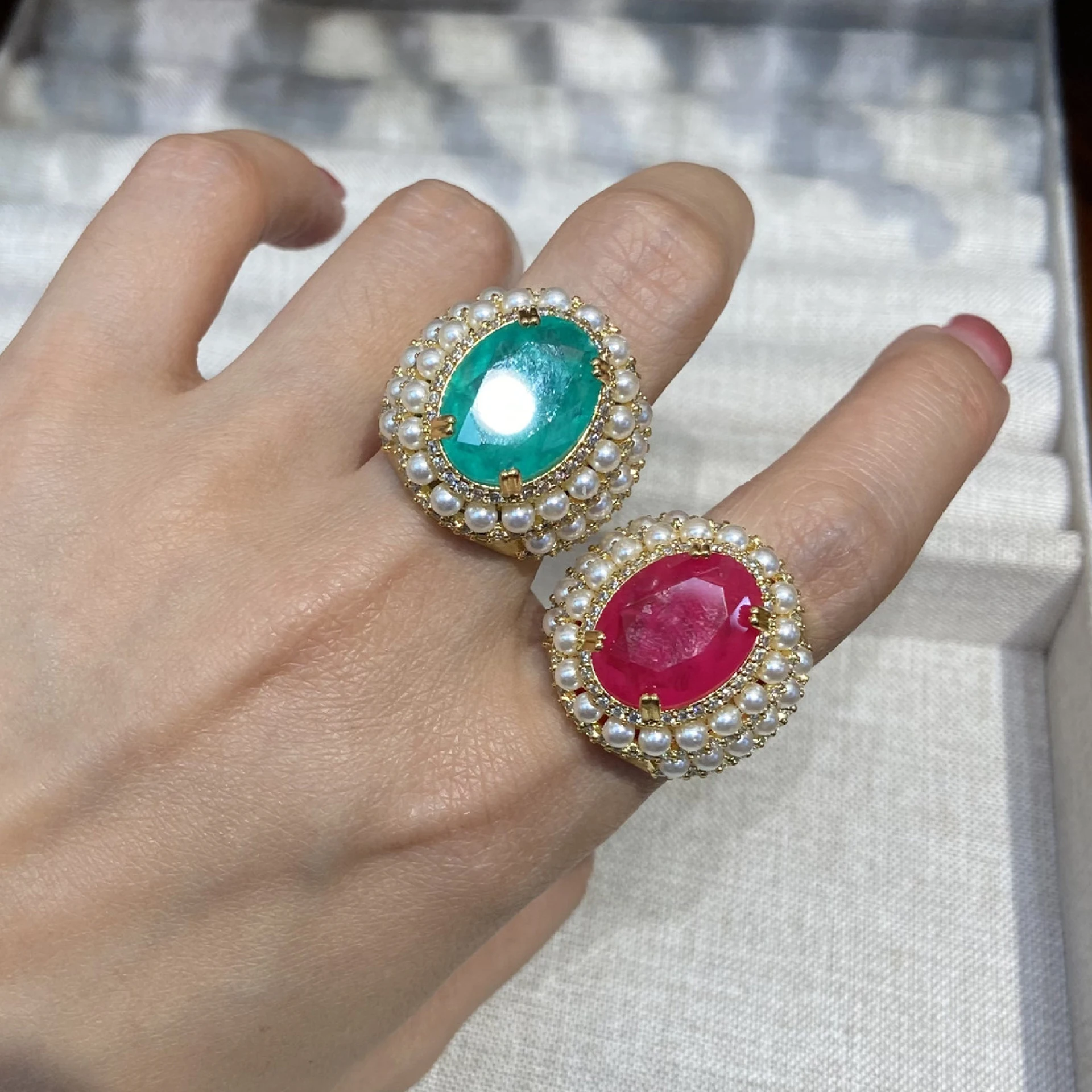 fashion ring for women fushia green artificial gemstone mini pearls jewelry
fashion ring for women fushia green artificial gemstone mini pearls jewelry
