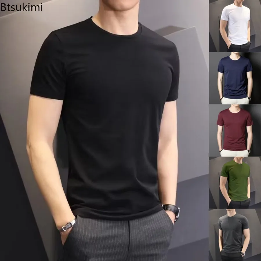 2025 Men's T-shirts Summer Short Sleeve Loose Round Neck Bottoming Shirts Fashion Casual Solid Color Pullover Tops Men Clothing
2025 Men's T-shirts Summer Short Sleeve Loose Round Neck Bottoming Shirts Fashion Casual Solid Color Pullover Tops Men Clothing