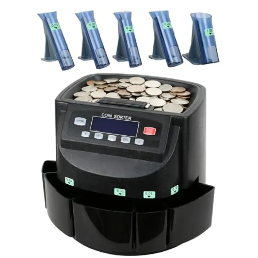Professional USD coin counter and sorter for banking use, metal housing, black color, counts and sorts 270 coins/min with high
Professional USD coin counter and sorter for banking use, metal housing, black color, counts and sorts 270 coins/min with high