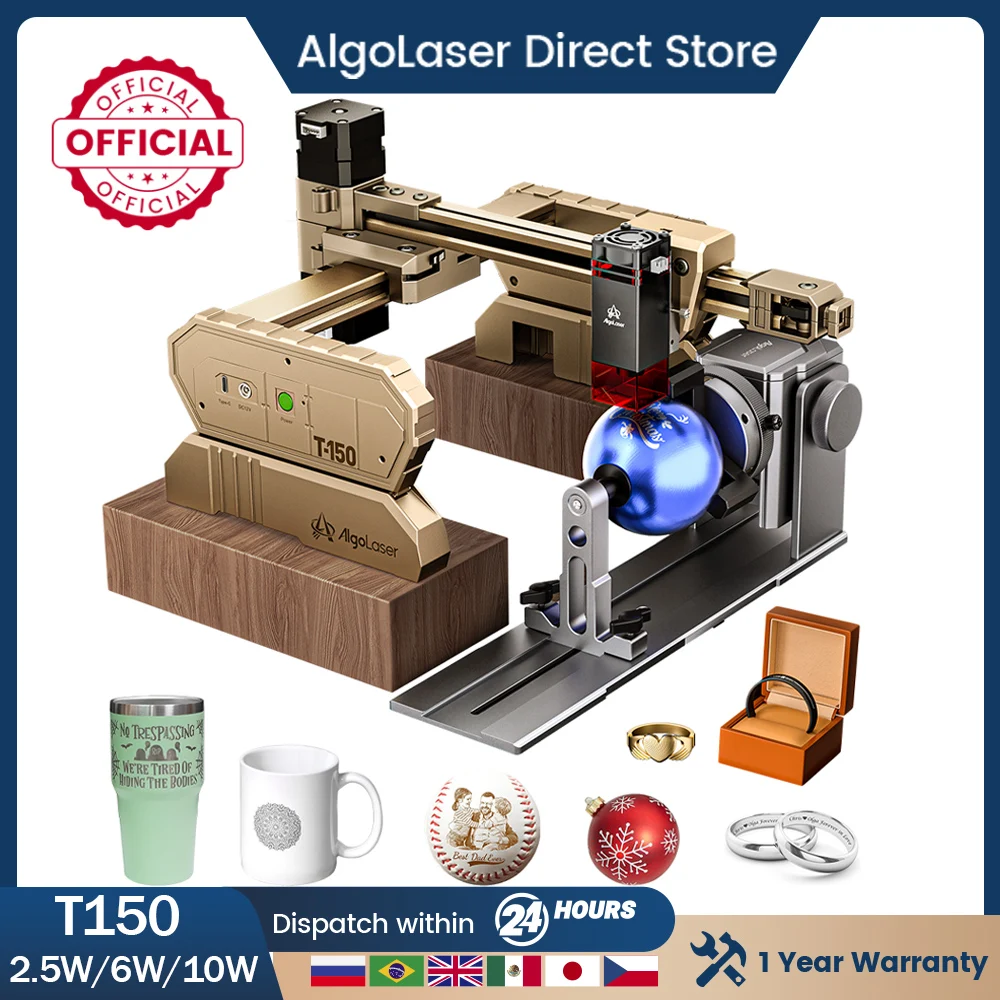 AlgoLaser T150 2,5 Вт 6 Вт 10 Вт Высокоточный портативный лазерный гравировальный станок Простой в использовании быстрый с поворотным роликовым патроном Деревянный подарок
AlgoLaser T150 2,5 Вт 6 Вт 10 Вт Высокоточный портативный лазерный гравировальный станок Простой в использовании быстрый с поворотным роликовым патроном Деревянный подарок