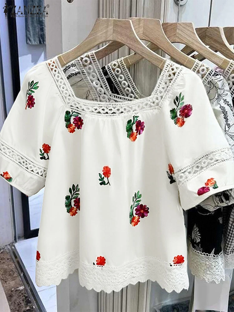 ZANZEA Fashion Lace Blouse Women Summer Short Sleeve Tops Square Collar Loose Casual Print Shirts 2025 Bohemian Female Blusas
ZANZEA Fashion Lace Blouse Women Summer Short Sleeve Tops Square Collar Loose Casual Print Shirts 2025 Bohemian Female Blusas