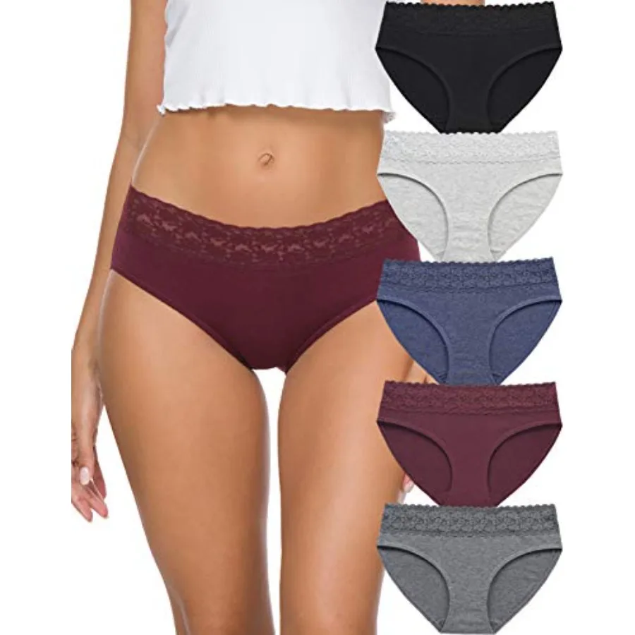 Hipster Panties for Women Underwear Lace Bikini Hip-huggers Panties 5 Pack
Hipster Panties for Women Underwear Lace Bikini Hip-huggers Panties 5 Pack