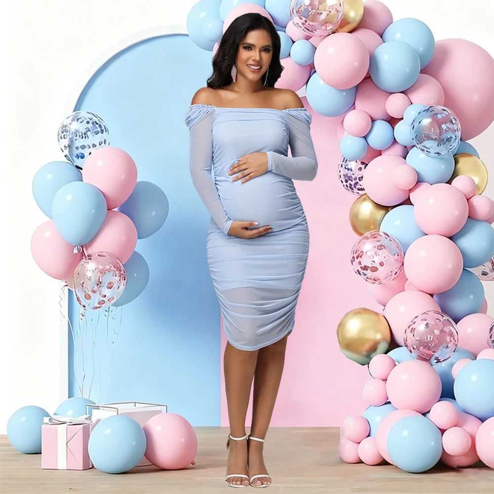 Maternity Mesh Long Sleeves Midi Dress Fall Winter Ruched Bodycon Baby Shower Guest Outfit for Photoshoot
Maternity Mesh Long Sleeves Midi Dress Fall Winter Ruched Bodycon Baby Shower Guest Outfit for Photoshoot
