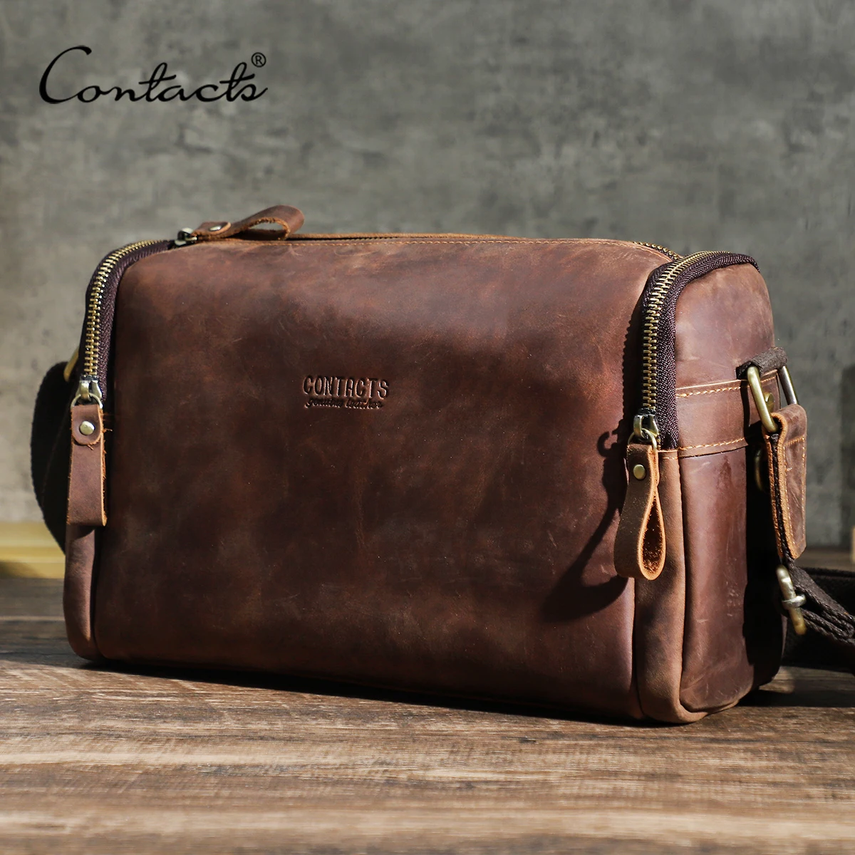 CONTACT'S Crazy Horse Leather Men Handbag Designer Vintage Crossbody Bag Small Strap Sling Shoulder Bag Luxury Brand Messenger
CONTACT'S Crazy Horse Leather Men Handbag Designer Vintage Crossbody Bag Small Strap Sling Shoulder Bag Luxury Brand Messenger