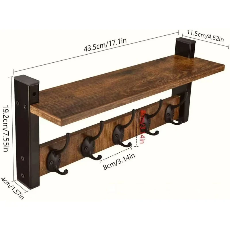 17Inch Wooden Coat Racks Wall Shelves With Hooks Hanging Floating Shelf Non Slip Entrance Clothes Hangers Handbag Key Hanger
17Inch Wooden Coat Racks Wall Shelves With Hooks Hanging Floating Shelf Non Slip Entrance Clothes Hangers Handbag Key Hanger