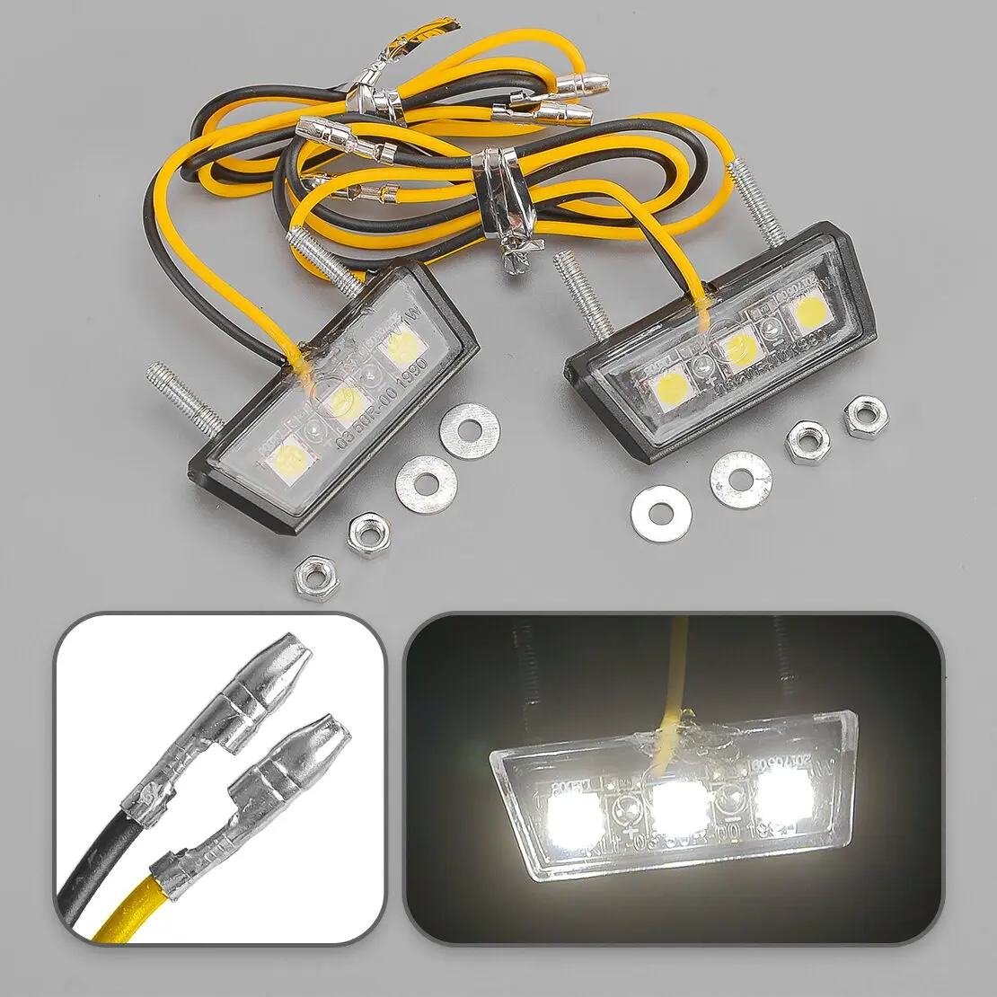 2Pcs Universal White 3LED Motorcycle Motorbikes License Plate Light Mini Rear Tail Number Tag Lamp
2Pcs Universal White 3LED Motorcycle Motorbikes License Plate Light Mini Rear Tail Number Tag Lamp
