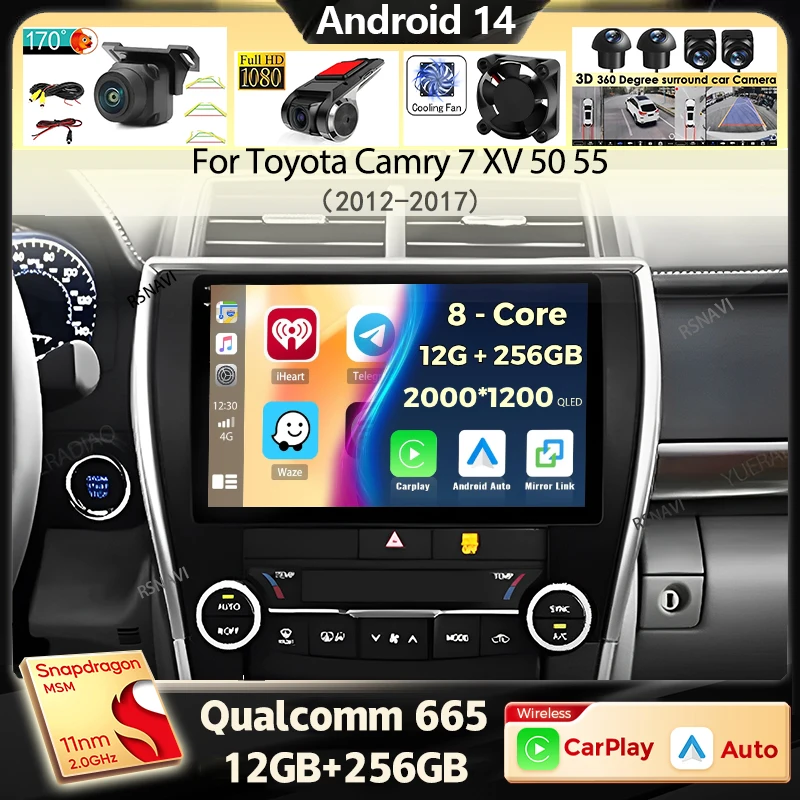 Автомобильное радио Android 14 Carplay для Toyota Camry 7 XV 50 55 2012-2017 навигация GPS мультимедийный плеер видео стерео WIFI + 4G
Автомобильное радио Android 14 Carplay для Toyota Camry 7 XV 50 55 2012-2017 навигация GPS мультимедийный плеер видео стерео WIFI + 4G