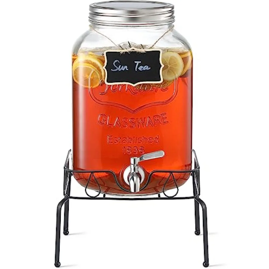 Glass Beverage Dispenser and Lid, 18/8 Stainless Steel Spigot - Glass Drink Dispensers for Parties - Mason Jar Drink Dispensers
Glass Beverage Dispenser and Lid, 18/8 Stainless Steel Spigot - Glass Drink Dispensers for Parties - Mason Jar Drink Dispensers