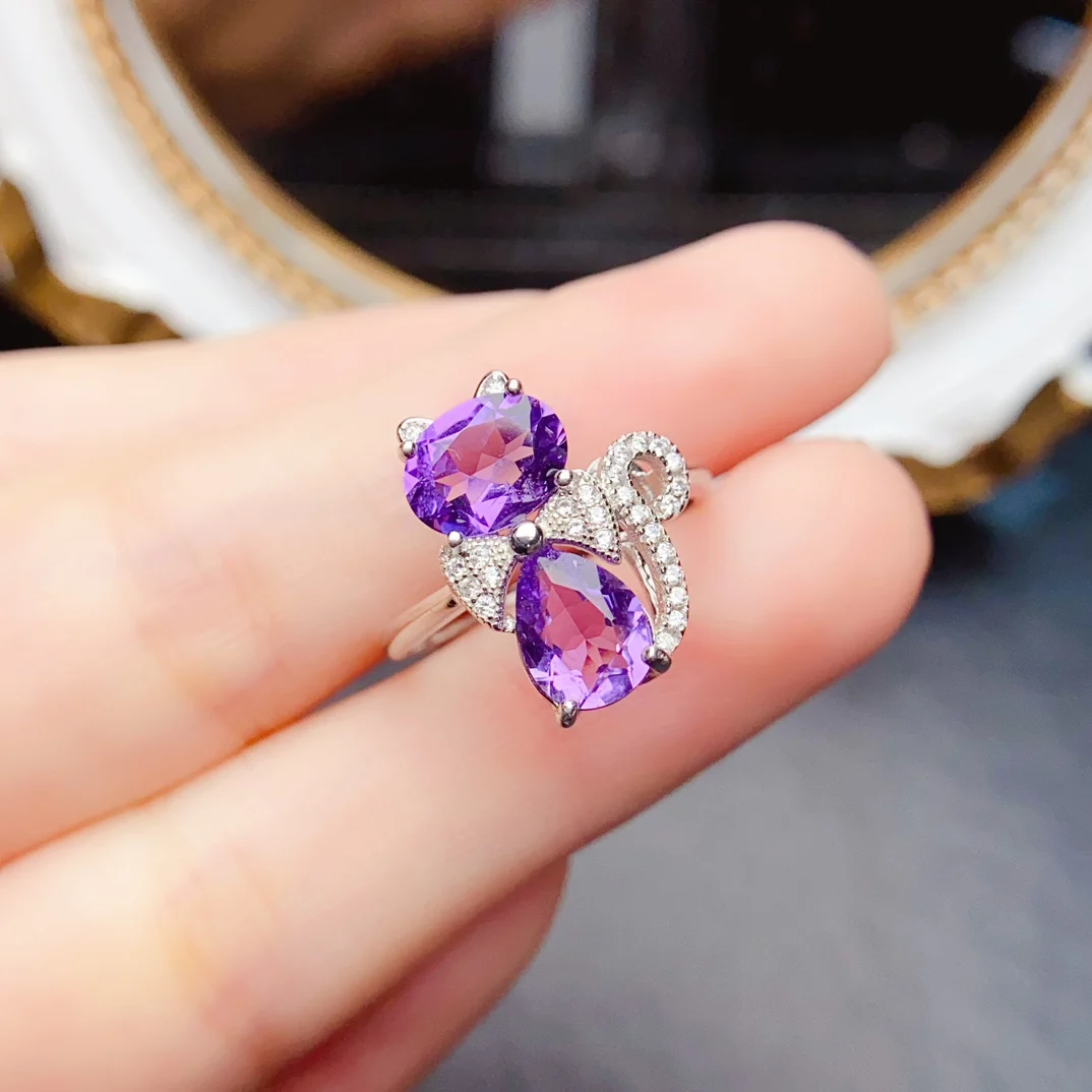 FS Fashion Real S925 Sterling Silver 6*8mm Natural Amethyst Cat Ring Fine Charm Wedding Jewelry Certificate for Women MeiBaPJ
FS Fashion Real S925 Sterling Silver 6*8mm Natural Amethyst Cat Ring Fine Charm Wedding Jewelry Certificate for Women MeiBaPJ
