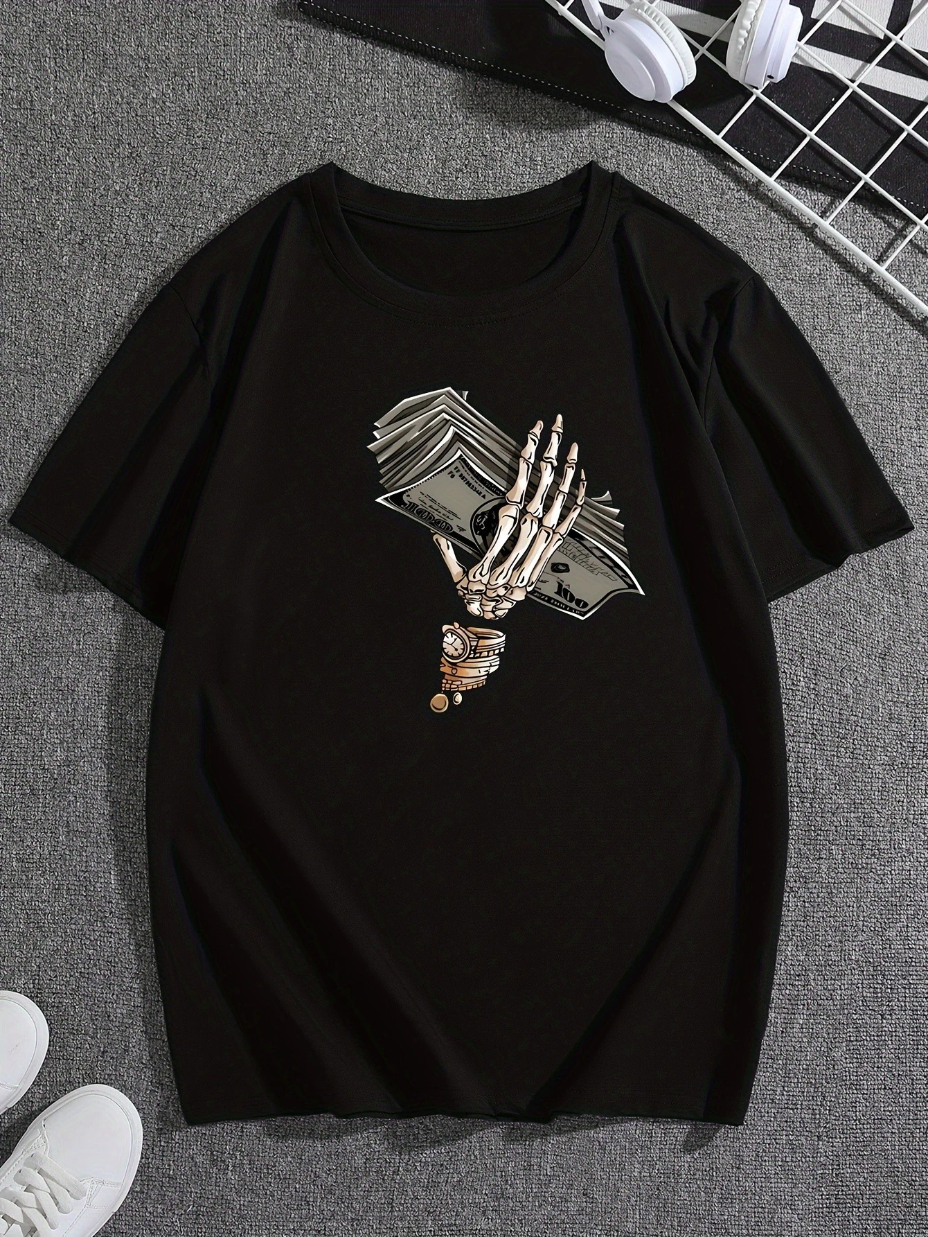 Skeleton Hand Dollar Graphic Printing Summer Autumn Winter Cotton Men and Women T-shirt Short Sleeve Luxury Outdoor Sports Brand
Skeleton Hand Dollar Graphic Printing Summer Autumn Winter Cotton Men and Women T-shirt Short Sleeve Luxury Outdoor Sports Brand