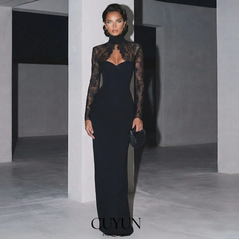 CUYUN Customized Lace Long Sleeves Evening Dresses for Special Occasion Black Elegant Evening Party Dresses Round Neck
CUYUN Customized Lace Long Sleeves Evening Dresses for Special Occasion Black Elegant Evening Party Dresses Round Neck